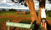 Martine Ford of Spirit Yoga practicing a handstand at Rocky Beach Lookout