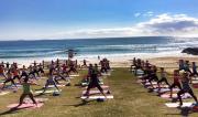 Active Nation Day yoga class outside on Town Green with Martine from Spirit Yoga