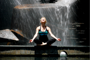 Martine Ford of Spirit Yoga on the cover of the Breathing (Pranayama) Booklet